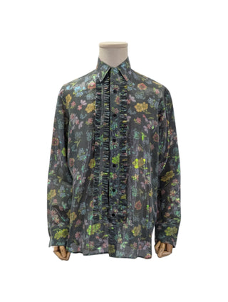 Green Sheer With Floral Reflective Print