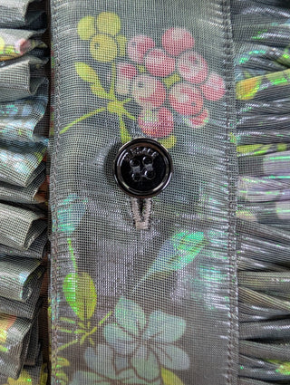 Green Sheer With Floral Reflective Print