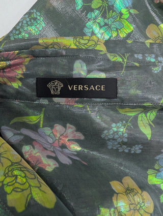 Green Sheer With Floral Reflective Print