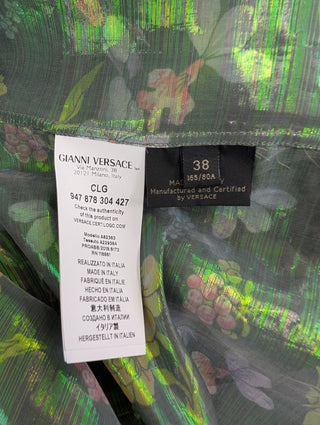 Green Sheer With Floral Reflective Print