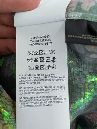 Green Sheer With Floral Reflective Print