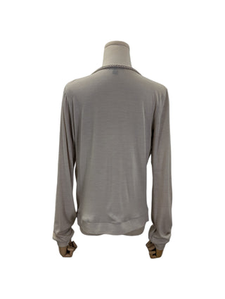 Beige Wool Top With Braided Neck And Logo Embellishment