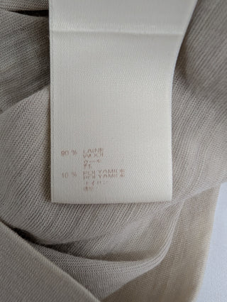 Beige Wool Top With Braided Neck And Logo Embellishment