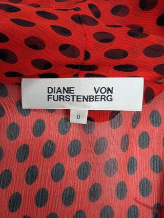 Red Polkadots Sheer Short Sleeve Top