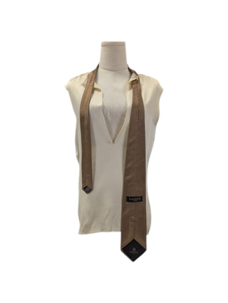 Beige Silk Sleeveless Top