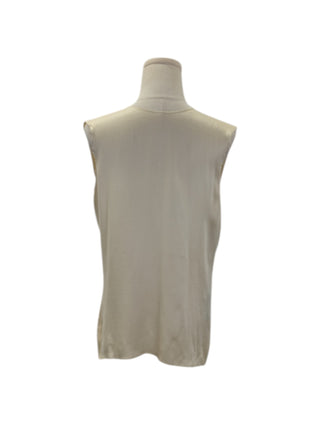 Beige Silk Sleeveless Top