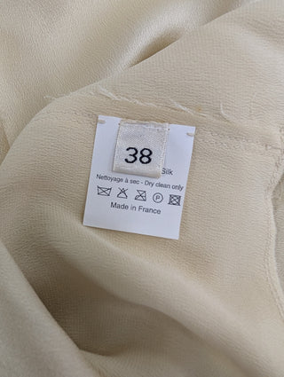 Beige Silk Sleeveless Top