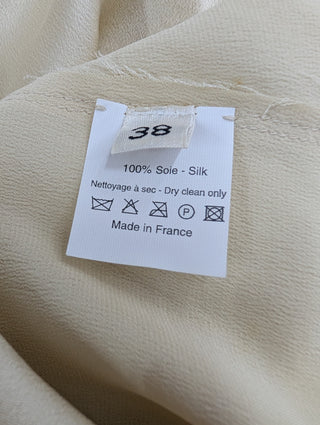 Beige Silk Sleeveless Top