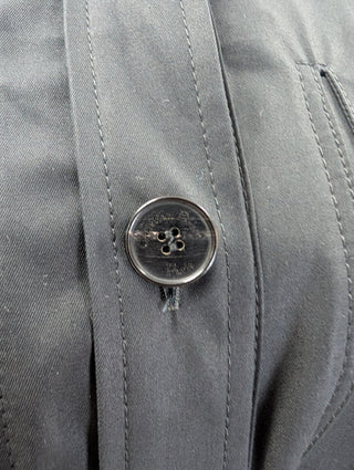 Black Pleated Button Dress