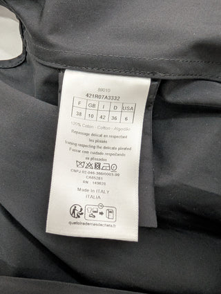 Black Pleated Button Dress