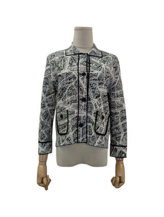 Black And White Plan De Paris Cropped Jacket