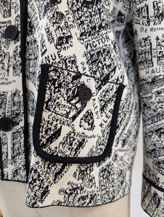 Black And White Plan De Paris Cropped Jacket