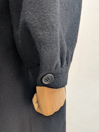 Black Logo Plaque Zipped Hooded Coat