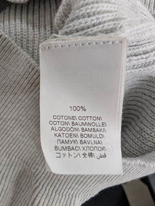 Grey Knitted Striped Logo Polo Shirt