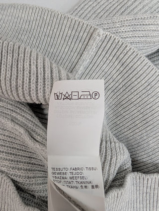 Grey Knitted Striped Logo Polo Shirt