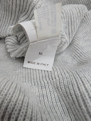 Grey Knitted Striped Logo Polo Shirt