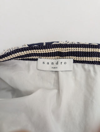 Navy And White Embroidered Skirt