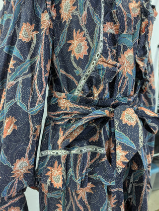 Navy Overall Printed Dress