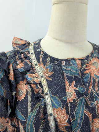 Navy Overall Printed Dress