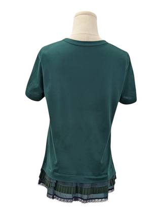 Sacai Green Cotton Tee With Iconic Trimming Ends, back