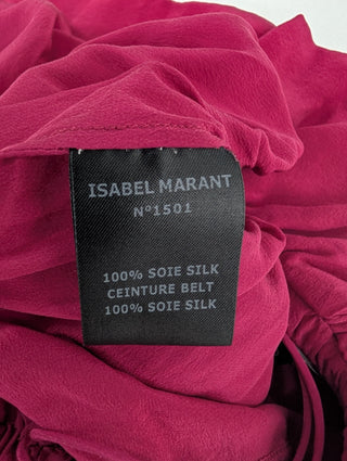 Wine Red One-Shoulder Ruffle Silk Dress