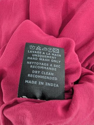 Wine Red One-Shoulder Ruffle Silk Dress