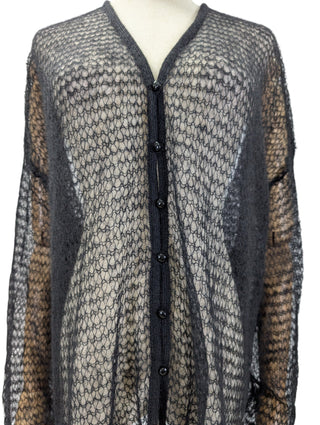 Black Mesh See Through Cardigan