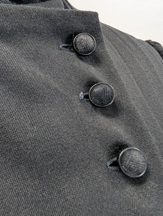 Black Wool and Velvet Coat Dress with Belt