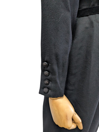 Black Wool and Velvet Coat Dress with Belt