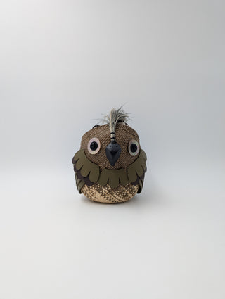 Bird Bag In Iraca Palm And Calfskin