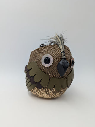 Bird Bag In Iraca Palm And Calfskin