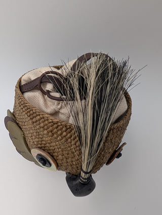 Bird Bag In Iraca Palm And Calfskin