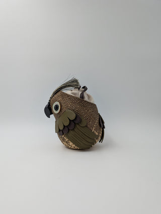 Bird Bag In Iraca Palm And Calfskin