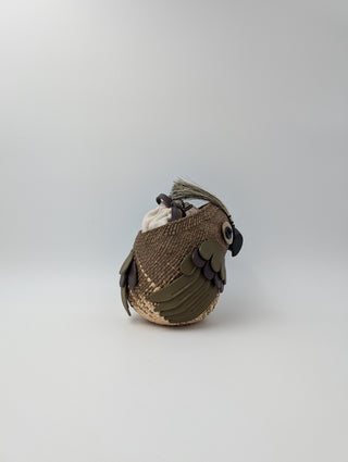 Bird Bag In Iraca Palm And Calfskin