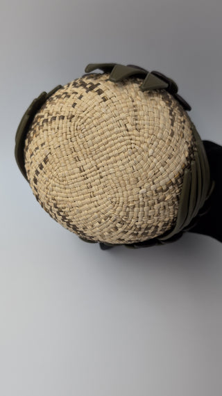 Bird Bag In Iraca Palm And Calfskin