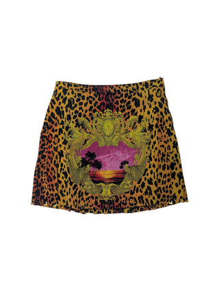 Overall Print Silk Skirt