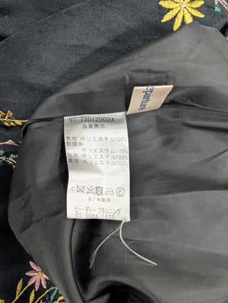 Black 3/4 Length Skirt With Floral Embroidery