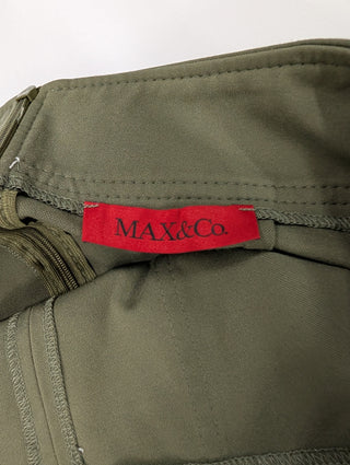 Olive Skirt With Beige Stitching And Side Slits