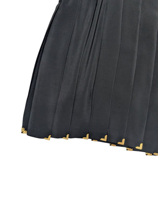 Black Pleated Mini Skirt