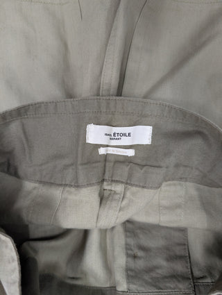 Beige Canvas High Waist Belted Shorts