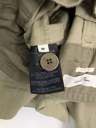 Beige Canvas High Waist Belted Shorts