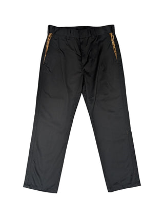 Black Chino With Animal Print Furry Trimming Details