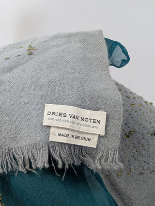 Blue Shawl with Overall Print