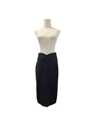 Black Silk Skirt with Embroidery Details