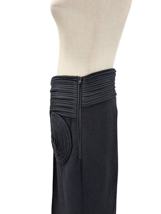 Black Silk Skirt with Embroidery Details