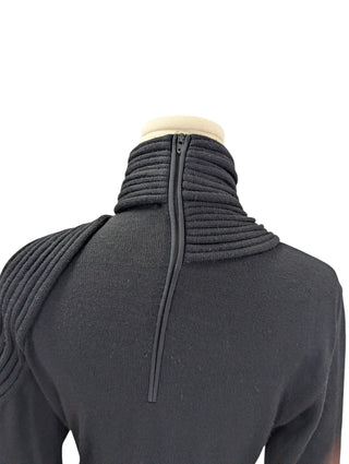 Black Wool Top With Embroidery Details