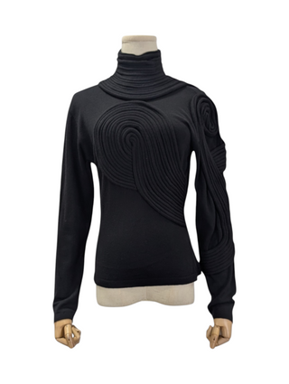 Black Wool Top With Embroidery Details