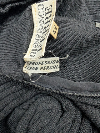 Black Wool Top With Embroidery Details