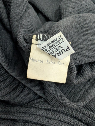 Black Wool Top With Embroidery Details