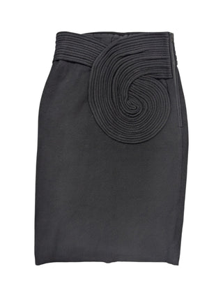 Black Silk Skirt with Embroidery Details